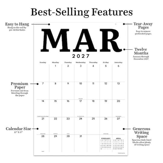 2027 Medium Art Poster Wall Calendar